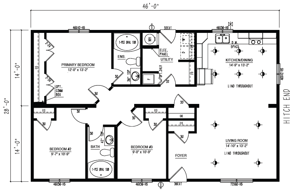 DBL2846-102 - RTM wide modular home floor plan