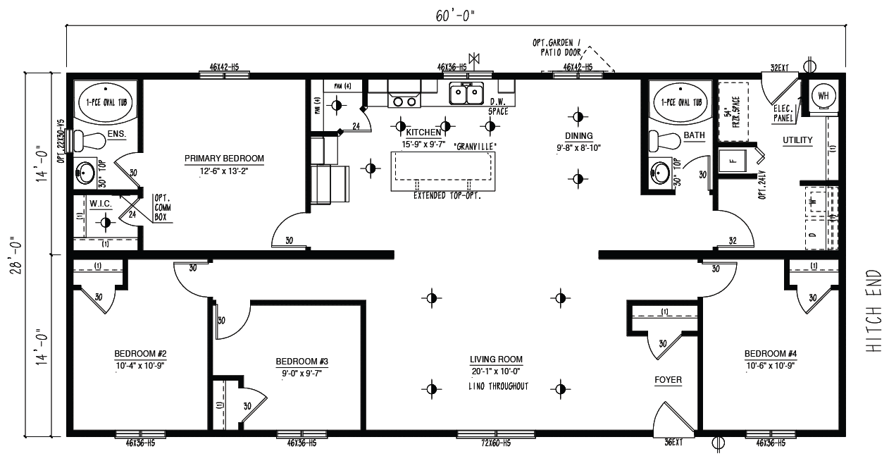 DBL2860-101 - RTM wide modular home floor plan