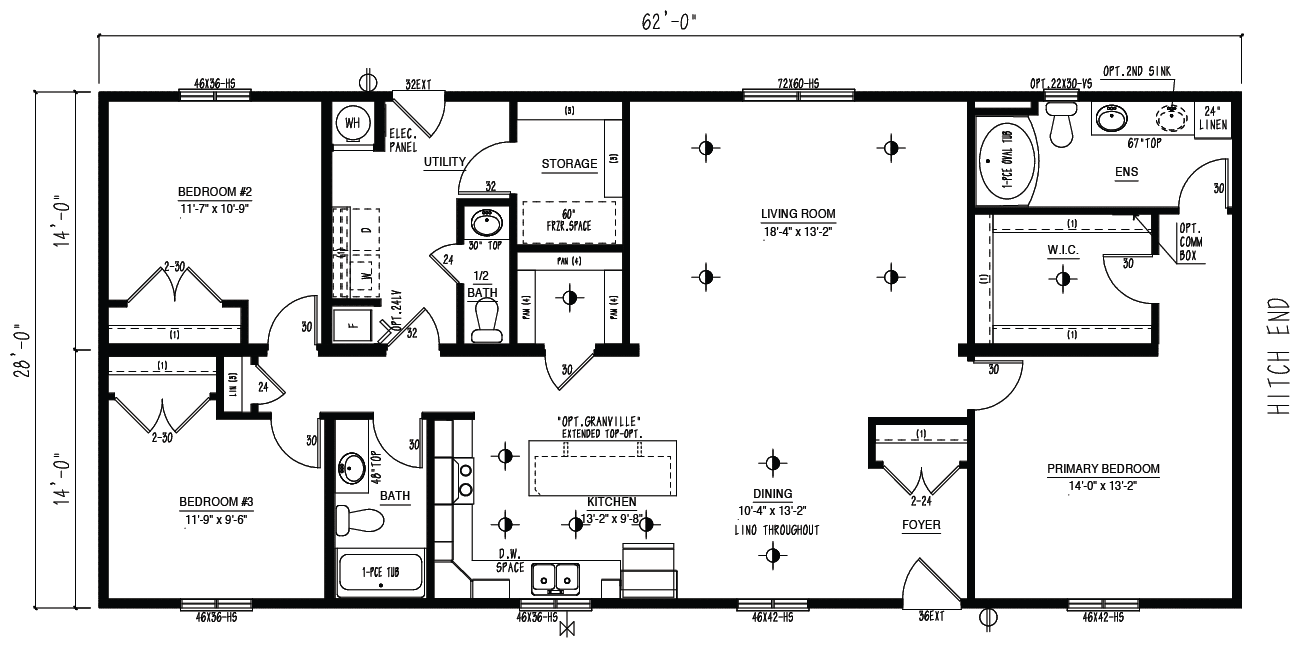 DBL2862-100 - RTM wide modular home floor plan
