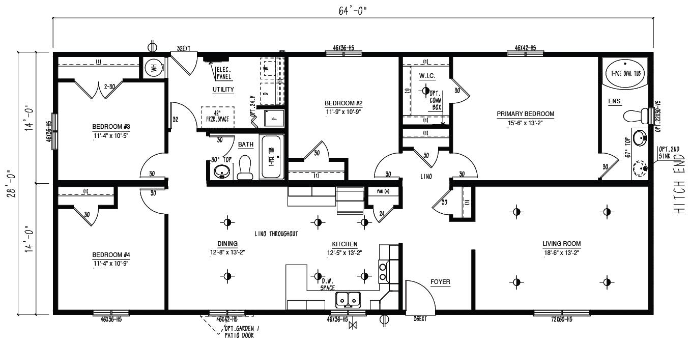 DBL2864-102 - RTM wide modular home floor plan