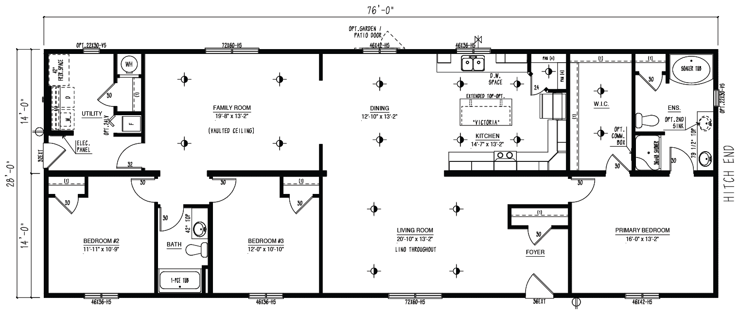 DBL2876-100 - RTM wide modular home floor plan