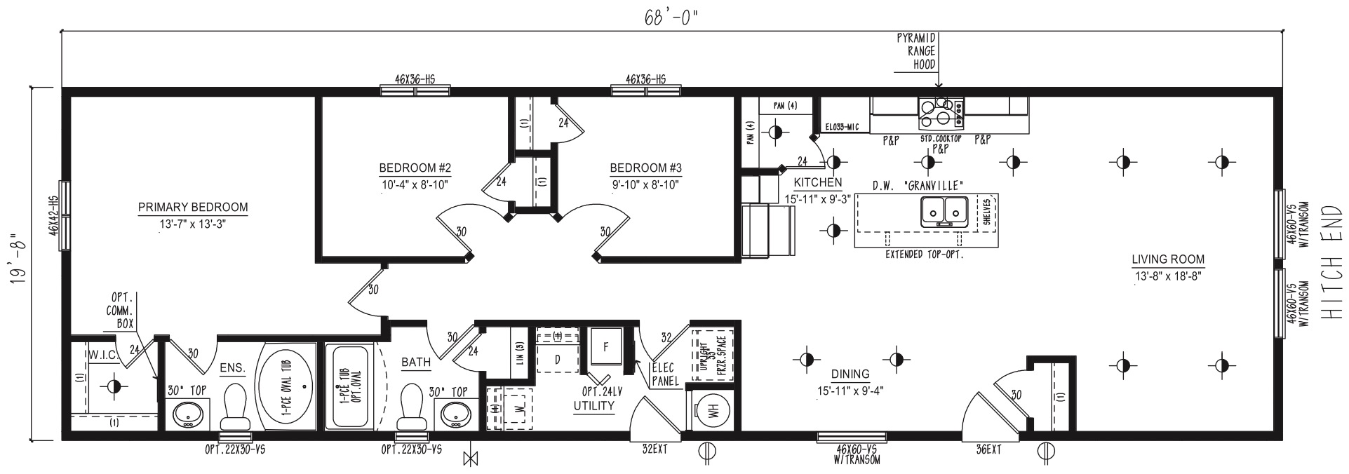 MKS2068-100 - Modular wide modular home floor plan