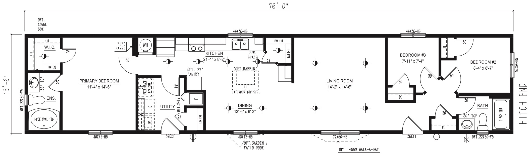MRD1676-415 - Modular wide modular home floor plan