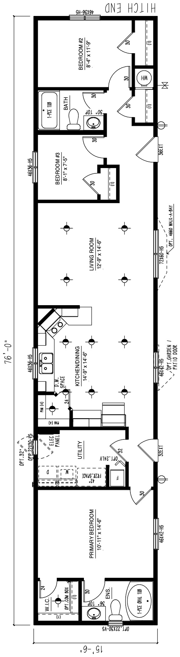 MRD1676-416 - Modular wide modular home floor plan