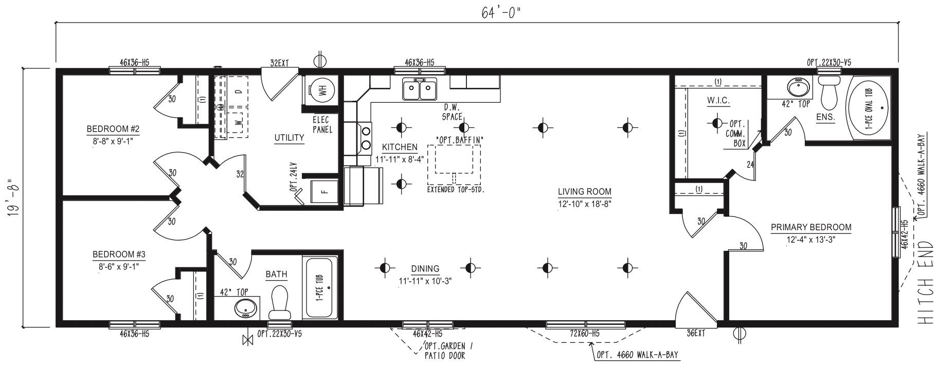 MRD2064-137 - Modular wide modular home floor plan