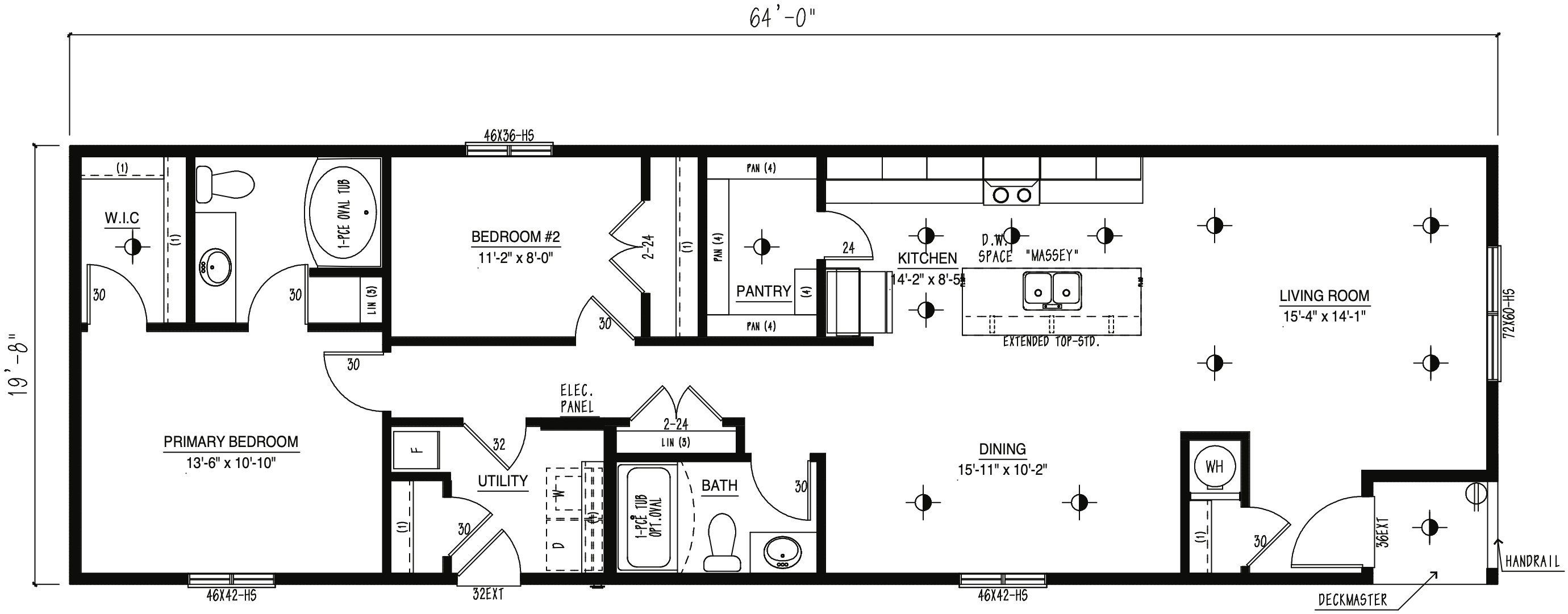 MRD2064-142 - Modular wide modular home floor plan