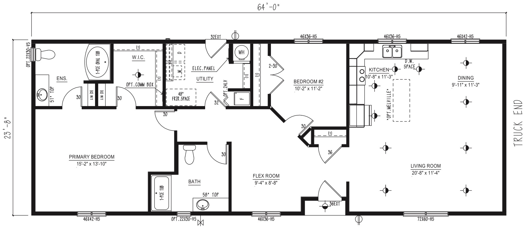 MRD2464-100 - Modular wide modular home floor plan